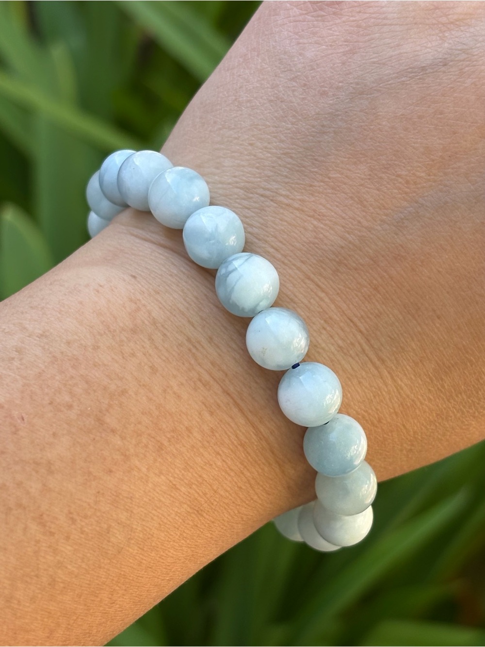 9.5mm Stretchable Blue Aquamarine Bracelet 2618 - Picture 5 of 7